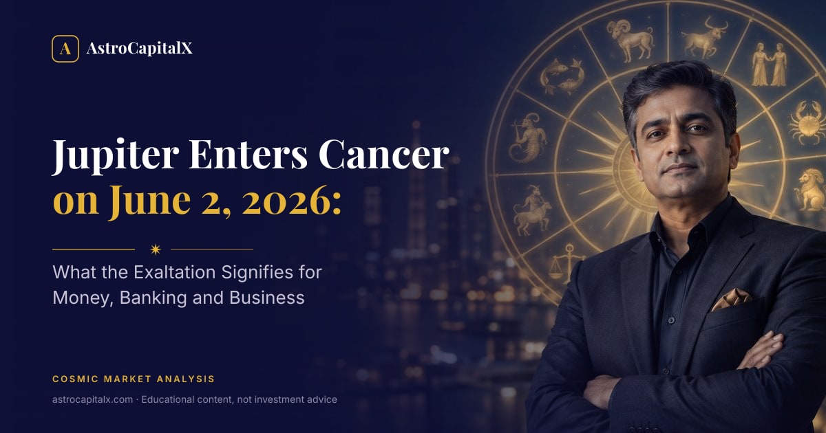 Jupiter Enters Cancer on June 2, 2026: What the Exaltation Signifies for Money, Banking and Business
